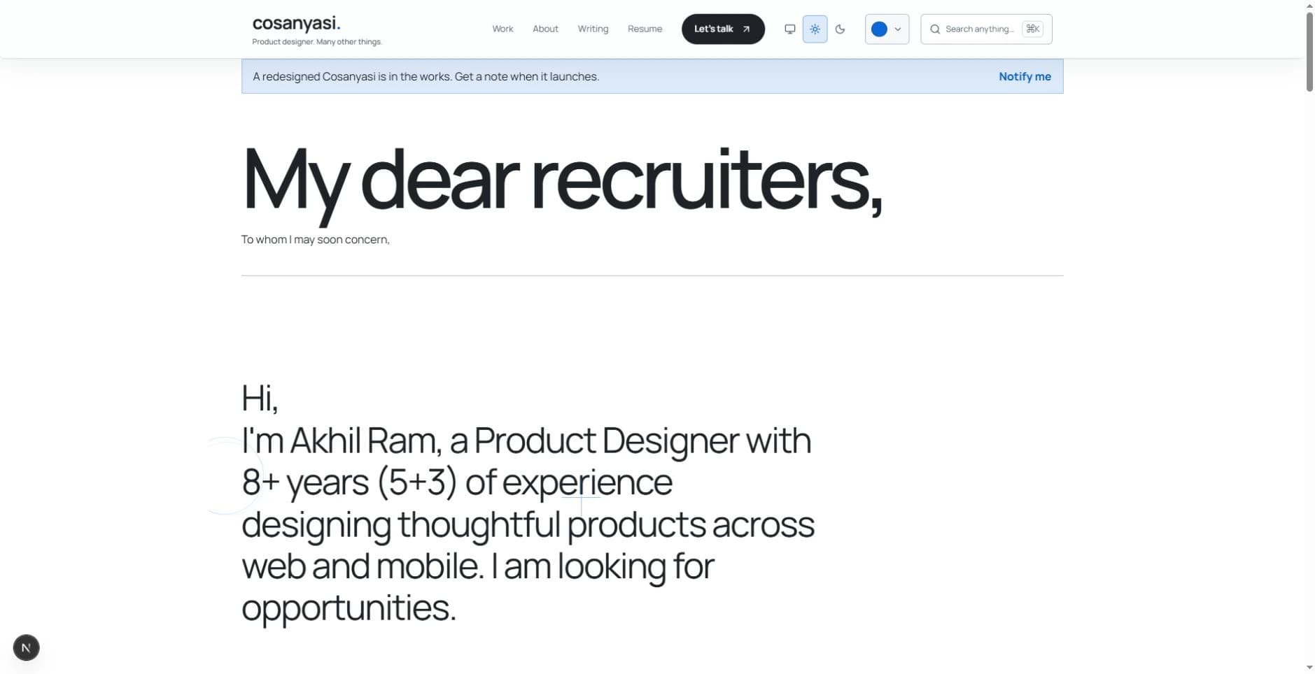 The second hiring page opening with My dear recruiters and a letter in verse.