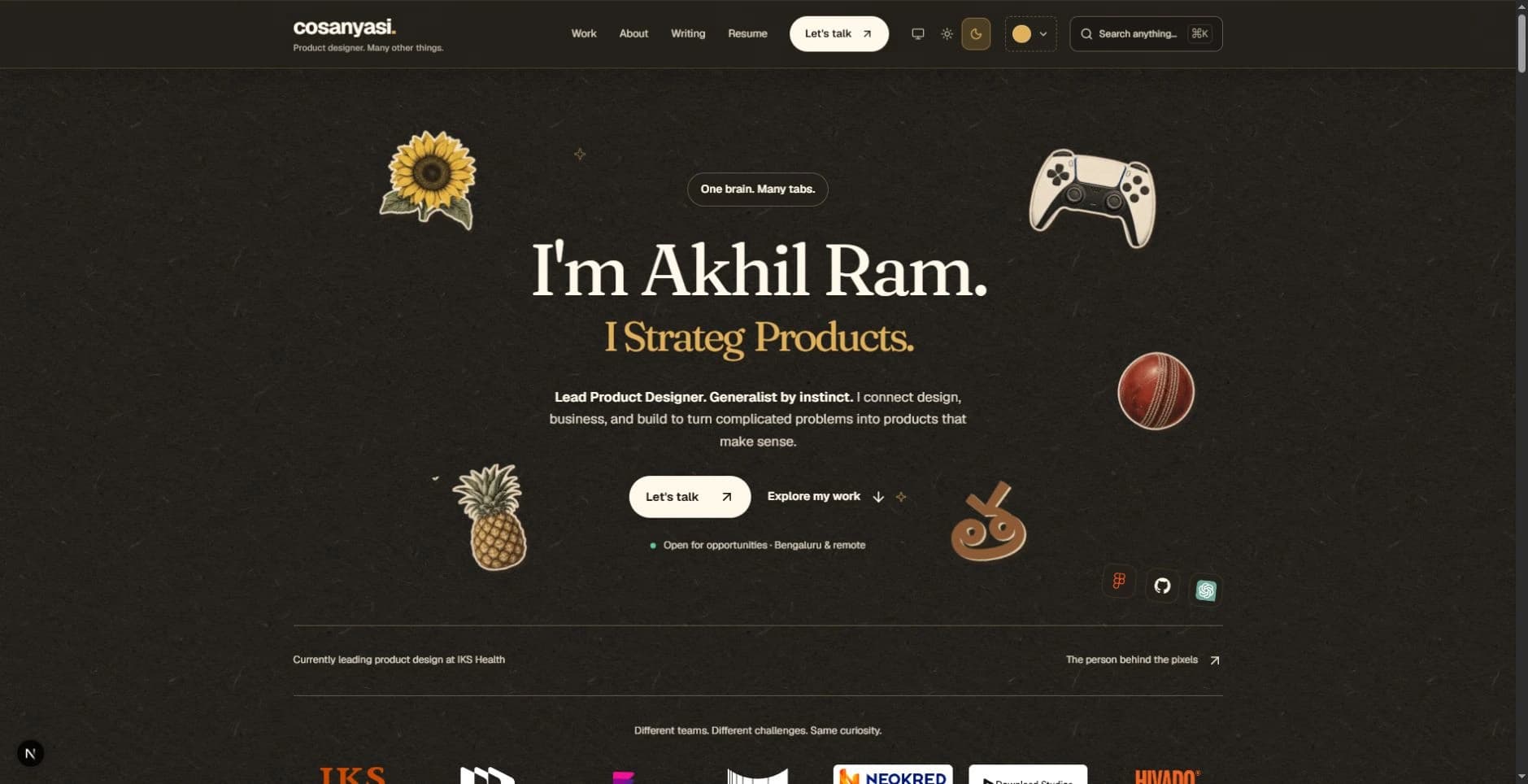 The centered homepage introduction on a textured Paper Grain background.